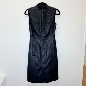 BCBGMAXAZRIA Allexandria Faux Leather Midi Dress